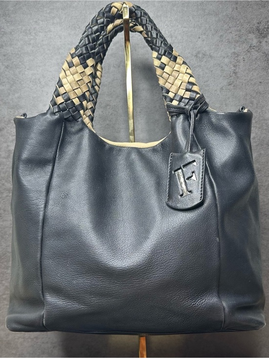 Furla Handbags - Furla Black Leather shoulder Bag Woven Handles Slouchy Leather